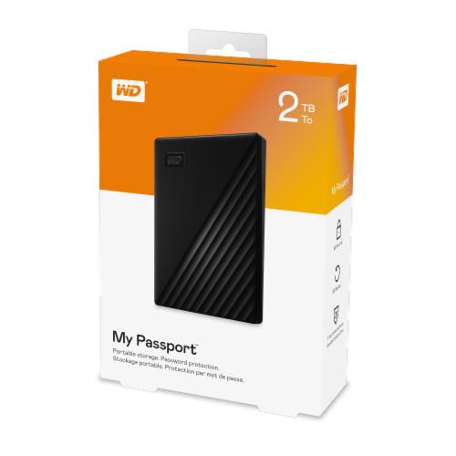 Western Digital 2 TB Portable Hard Drive - Black Perspective: front