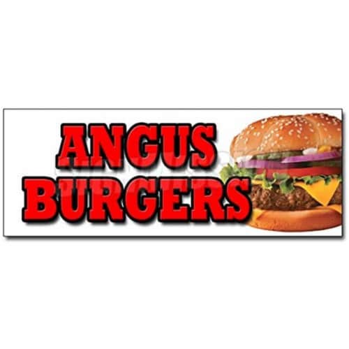 SignMission 24 in. Angus Burgers Decal Sticker - Broiled Charbroiled Cheeseburgers Beef USDA Perspective: front