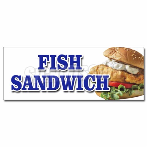 SignMission 24 in. Fish Sandwich Decal Sticker - Haddock Cod Fresh Deep Fried Beer Battered Perspective: front