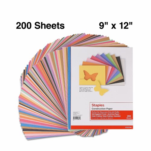 Staples Construction Paper 9 x 12 Assorted Colors 200 Sh./PK (MMK01200S)  23104, 1 - Baker's