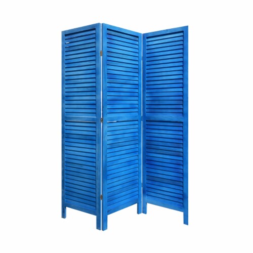 3 Panel Dark Blue Shutter Screen Room Divider