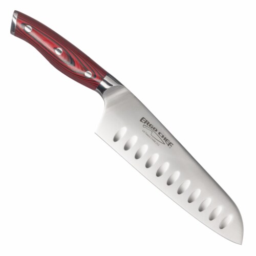Ergo Chef CRIMSON 7" Santoku w/ G10 Handle Perspective: front