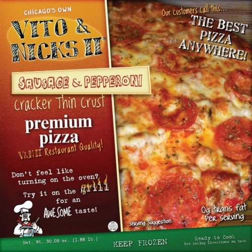Vito and Nicks II® Thin Crust Sausage and Pepperoni Pizza Perspective: front