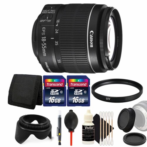 Canon Ef-s 18-55mm F/3.5-5.6 Is Ll Lens With Accessory Kit For Canon Slr Cameras Perspective: front