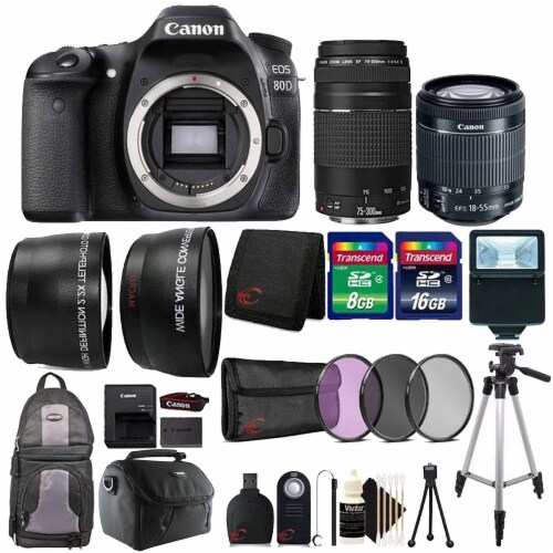 Canon Eos 80d Dslr Camera 18 55mm And 75 300mm Lens And Top Accessory Bundle 1 City Market