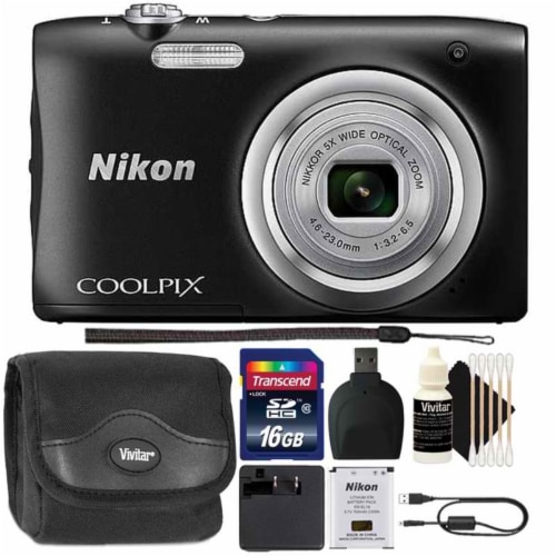 Nikon Coolpix A100 20.1mp Compact Digital Camera Black With 16gb