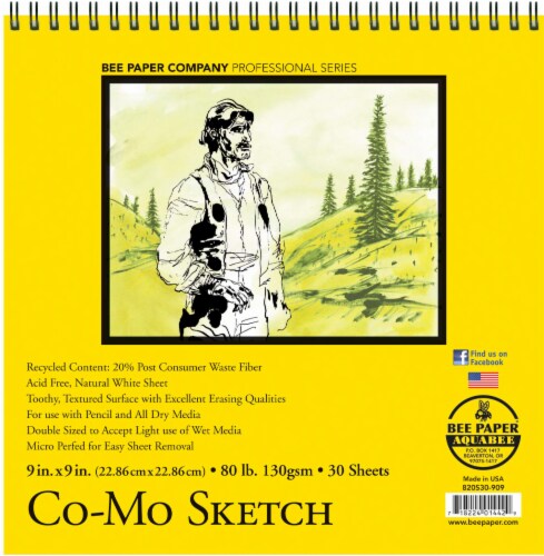 Bee Paper Co-Mo 80 lb Sketch Pad - 9 x 9 Inch - 30 Sheets - White Perspective: front