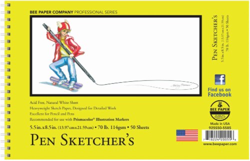 Bee Paper 70 lb Pen Sketcher's Sketch Pad - 50 Sheets - White Perspective: front