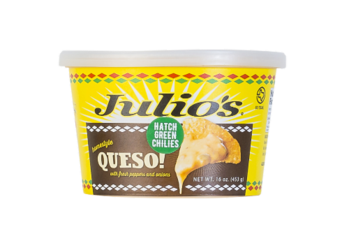 Julio's Hatch Green Chilies Homestyle Queso Perspective: front