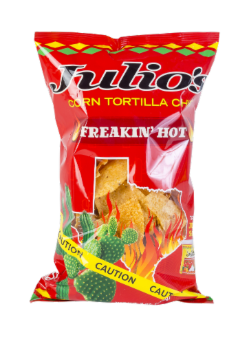 Julio's Freakin' Hot Tortilla Chips Perspective: front