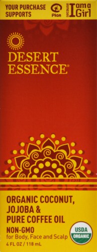 Desert Essence Organic Coconut Jojoba & Pure Coffee Oil Perspective: front