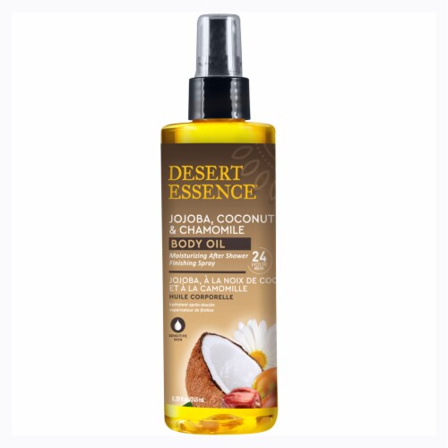 Desert Essence Jojoba Coconut & Chamomile Body Oil Perspective: front