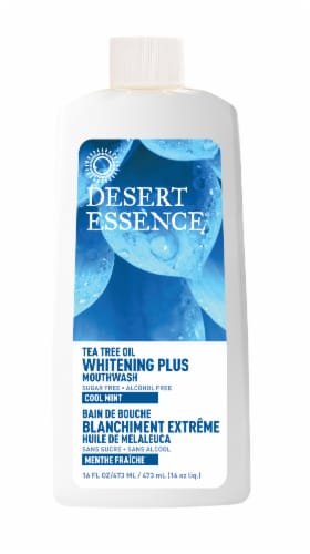 Desert Essence Cool Mint Tea Tree Oil Whitening Plus Mouthwash Perspective: front