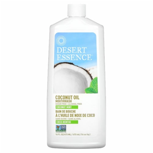 Desert Essence  Coconut Oil Mouthwash   Coconut Mint Perspective: front