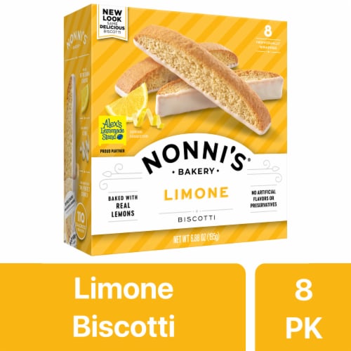 Nonni's Limone Biscotti Cookies Perspective: front