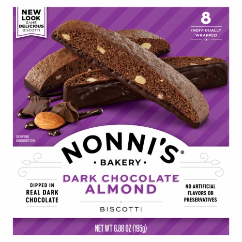 Nonni's Dark Chocolate Almond Biscotti Perspective: front