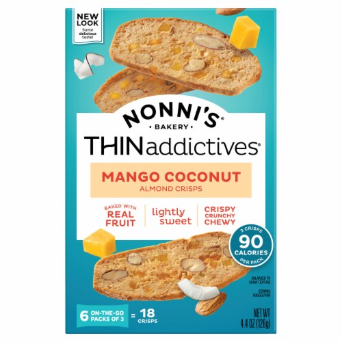 Nonni's® THINaddictives® Mango Coconut Almond Thin Cookies Perspective: front