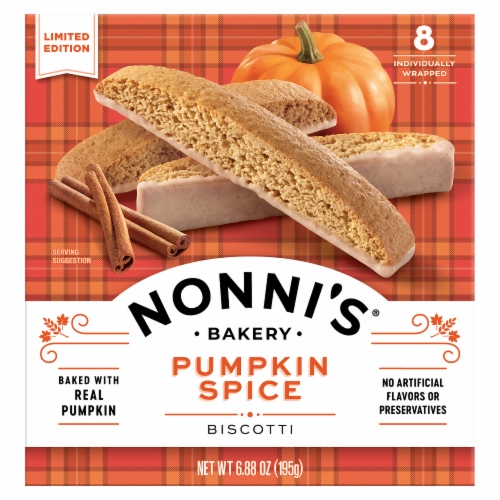 Nonni's Pumpkin Spice Biscotti Cookies Perspective: front