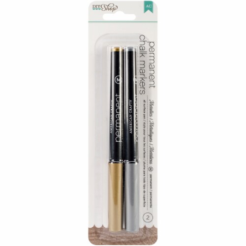 DIY Shop 2 Permanent Chalk Markers 2/Pkg-Gold & Silver/Broad Tip Perspective: front