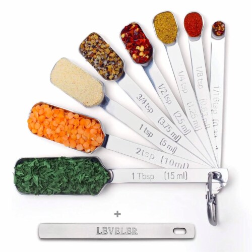 Zulay Kitchen Magnetic Measuring Spoons with Leveler - Silver