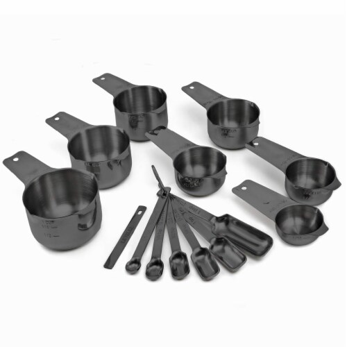2 Lb Depot Gold Set of 14 Cups & Spoons, Stainless Steel, Accurate Meas. Perspective: front