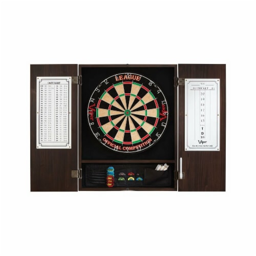 Viper Espresso Finish Metropolitan Sisal Bristle Steel Tip Dartboard Cabinet 