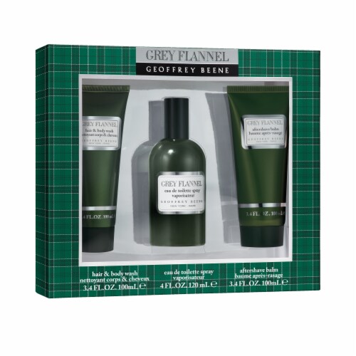 Geoffrey Beene Grey Flannel 3pc Fragrance Gift Set for Men Perspective: front