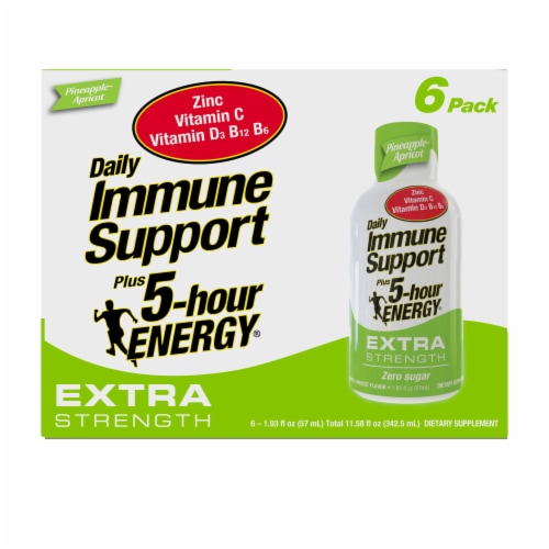 5-Hour Energy Pineapple Apricot Extra Strength Daily Immune Support Supplement Perspective: front