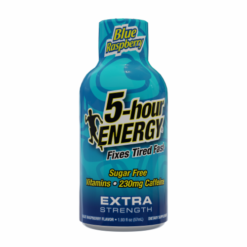 5-Hour® Extra Strength Blue Raspberry Energy Drink Shot Bottle Perspective: front