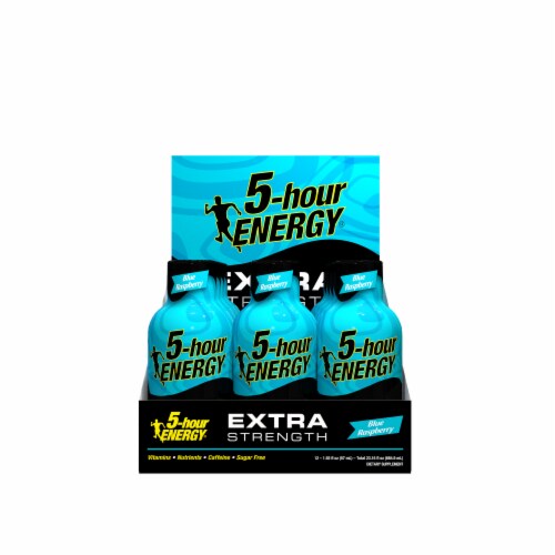 5-Hour Energy Extra Strength Blue Raspberry Energy Shots Perspective: front