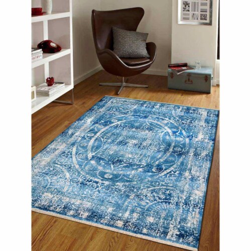 Glitzy Rugs UBSM00078C0003A95 5 ft. x 7 ft. 10 in. Machine Woven Crossweave Polyester Orienta Perspective: front