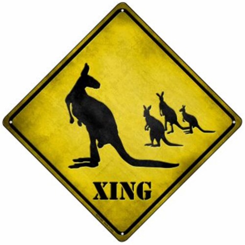 Smart Blonde  8.5 in. Kangaroo Xing Novelty Mini Metal Crossing Sign Perspective: front