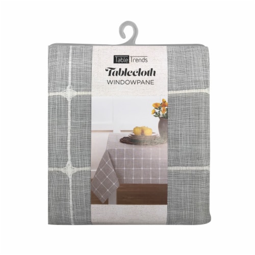 Arlee Home Fashions TableTrends Windowpane Plaid Tablecloth - Grey/White Perspective: front