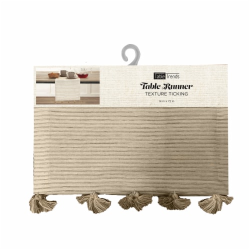 Arlee Home Fashions Texture Ticking Table Runner - Tan Perspective: front