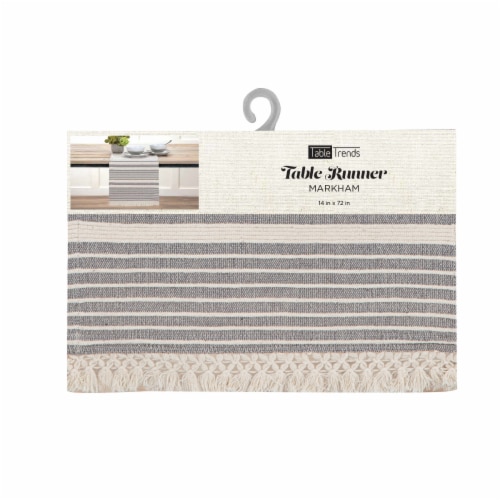 Arlee Home Fashions Markham Table Runner - Grey/White Perspective: front