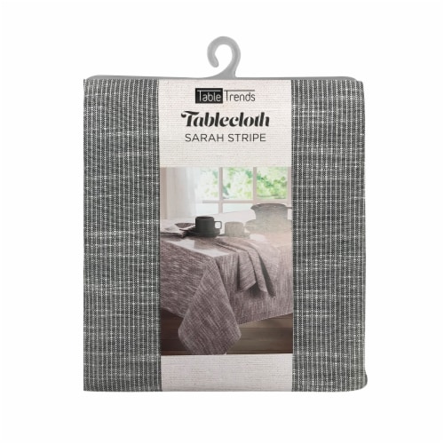 Arlee Home Fashions Sarah Stripe Tablecloth - Grey/White Perspective: front