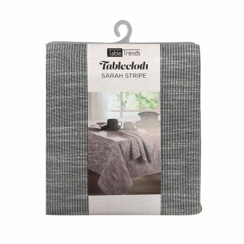 Arlee Home Fashions Sarah Stripe Tablecloth - Grey/White Perspective: front