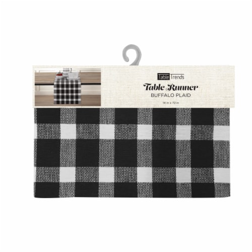Arlee Home Fashions Buffalo Plaid Table Runner - Black/White Perspective: front