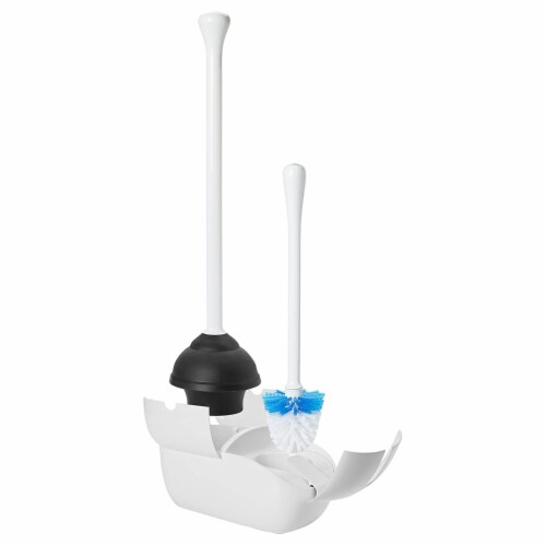 OXO Good Grips Bathroom Hideaway Toilet Brush and Plunger Combination Set,  White, 1 Piece - King Soopers