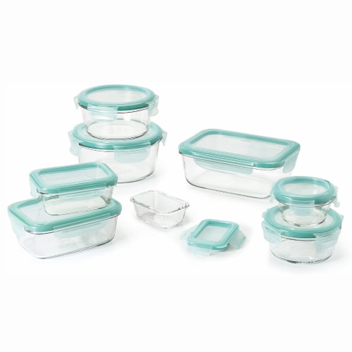 OXO Good Grips 16 Piece Glass Food Storage Round Square Container Set with Lids Perspective: front