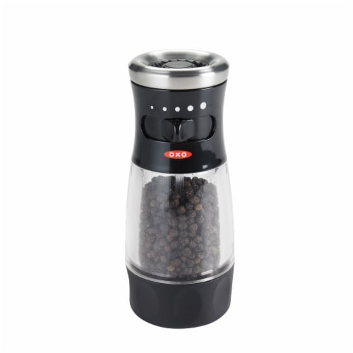 OXO Soft Works Ceramic Pepper Grinder - Black/Clear Perspective: front