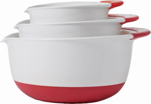 OXO Good Grips 3-Piece Mixing Bowl Set - Red/White Perspective: front