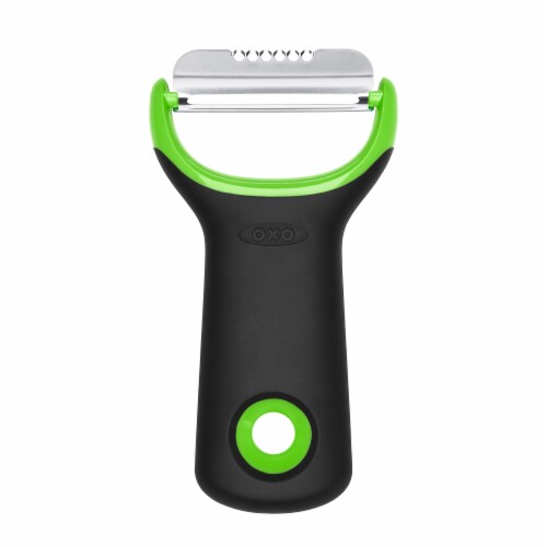OXO Citrus Prep Peeler & Zester - Black/Green Perspective: front
