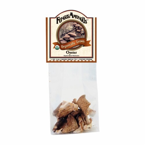 FungusAmongUs Organic Dried Oyster Mushrooms Perspective: front