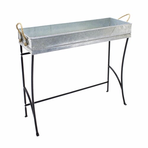 Achla Designs WT-04 Large Metal Windowsill Trestle Plant Stand w/ Removable Tray Perspective: front