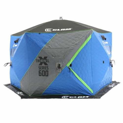 CLAM X-600 Portable 11.5 Ft 7 Person Pop Up Ice Fishing Thermal Hub Shelter  Tent, 1 Piece - Foods Co.