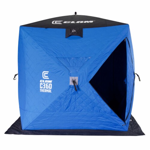 CLAM C-360 Portable 6 Ft 3 Person Pop Up Ice Fishing Thermal Hub