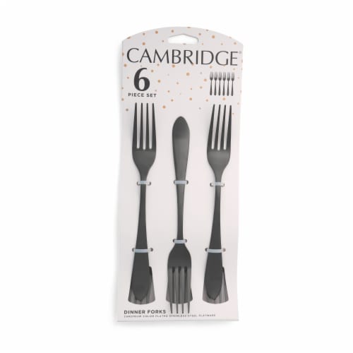 Cambridge Silversmiths Delia Salad Fork Flatware Set - Black - 6 Piece Perspective: front