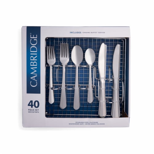 Cambridge Silversmiths Raiden Mirror Flatware Set with Buffet - 40 Piece Perspective: front