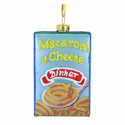 Holiday Ornament Mac & Cheese Glass Christmas Noodles Dinner Go2608 Perspective: front